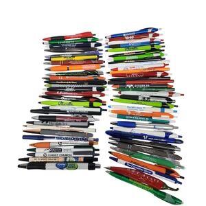 Lot of 60+ Assorted Promotional Pens Commerical Bank, church, auto, cruise